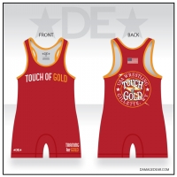 Touch of Gold Red Wrestling Singlet