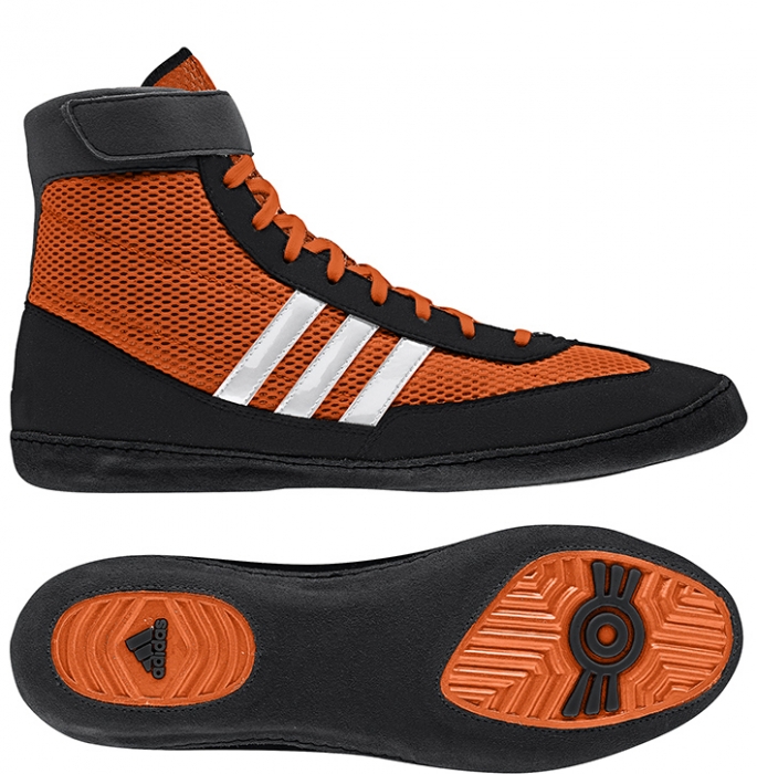 blue and orange wrestling shoes