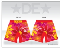 Ladies Damaged Ear Red Floral Fight Shorts