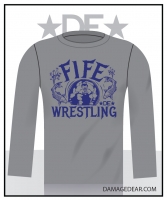 Fife Wrestling Long Sleeved Cotton T-shirt - Gray