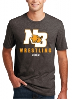 North Bend Wrestling Tri-Blend T-shirt - Heathered Brown