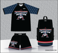 PMC Wrestling Rash Guard, Fight Shorts, and Custom Wrestling Backpack Delux Package.
