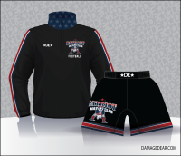 PMC wrestling sublimated 1/4 zip jacket and fight shorts combo package. 