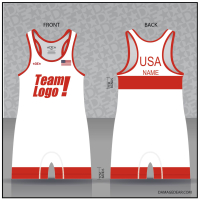 White Red-Banded Custom Freestyle Singlet