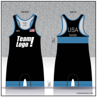 Black Blue-Banded Custom Freestyle Singlet