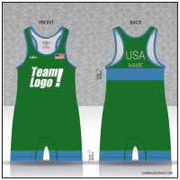 Green Blue-Banded Custom Freestyle Singlet