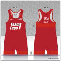Red Red-Banded Custom Freestyle Singlet
