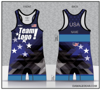 USA Democracy Blue-Banded Custom Freestyle Singlet