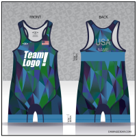 Stained Glass Blue-Banded Custom Freestyle Singlet