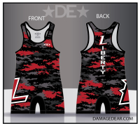 Liberty Lancers Wrestling Digi Camo Singlet - Black