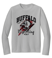 Buffalo Lady Bison Wrestling Performance LS T-Shirt - Silver